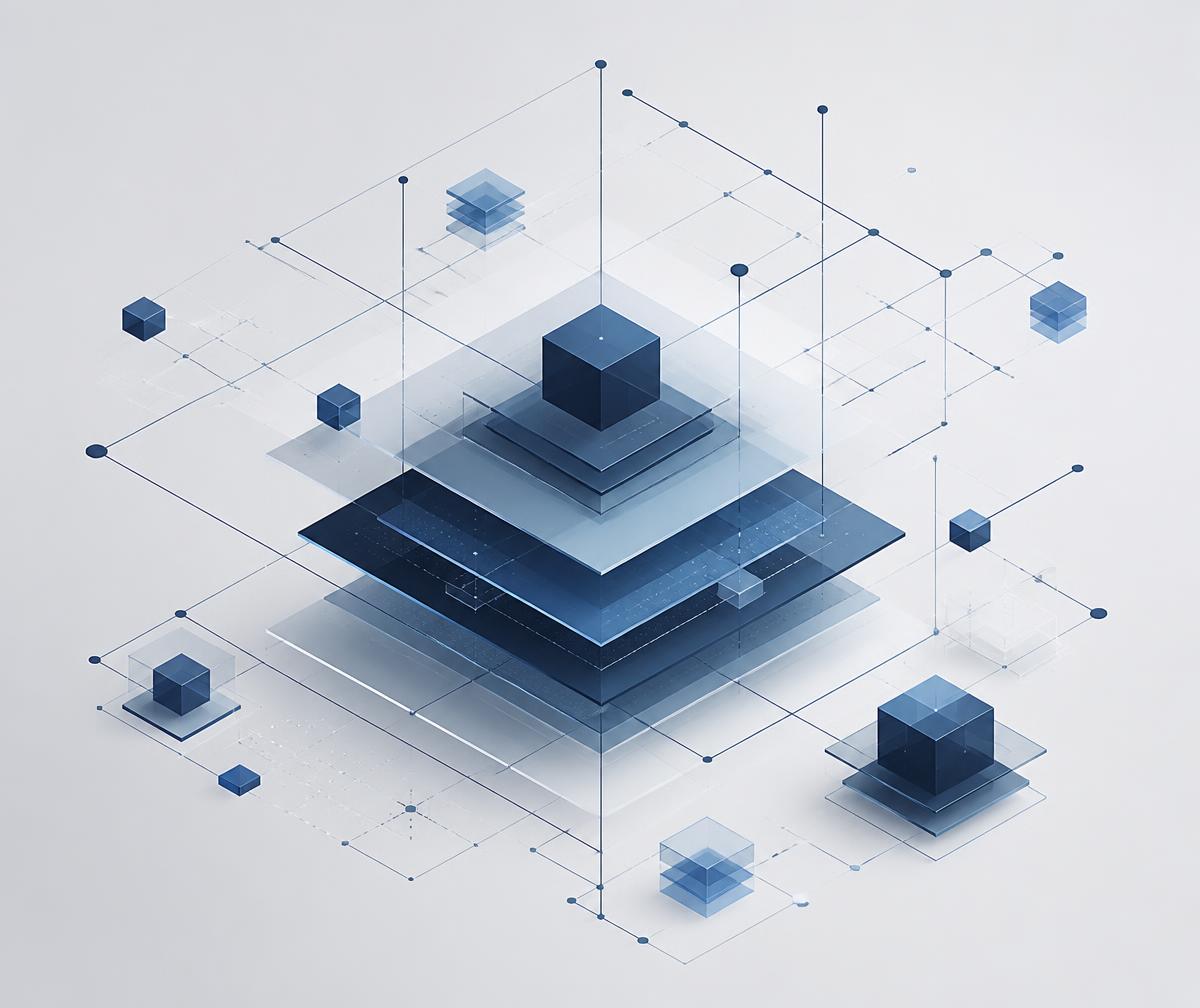Abstract layered visualisation of a modern, scalable software architecture